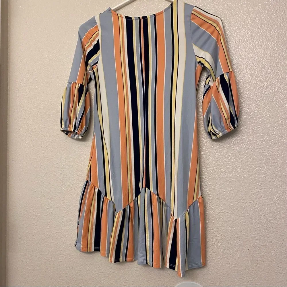 Stretchy pinstripe long sleeve girls boho dress size 10-12